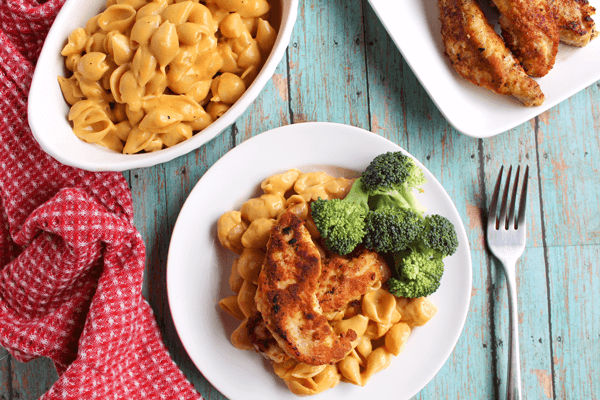 Here's a kids meal for adults, too with dairy-free mac and cheese.