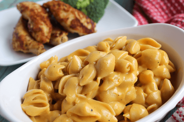 Here's a kids meal for adults, too with dairy-free mac and cheese.